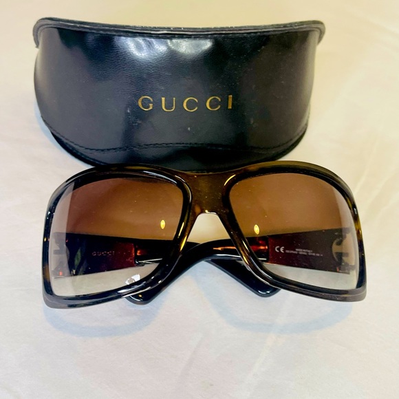 GUCCI Tortoise and Grey Metal Sunglasses